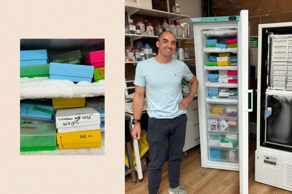 Left: a fridge. Right: Oliver Vince