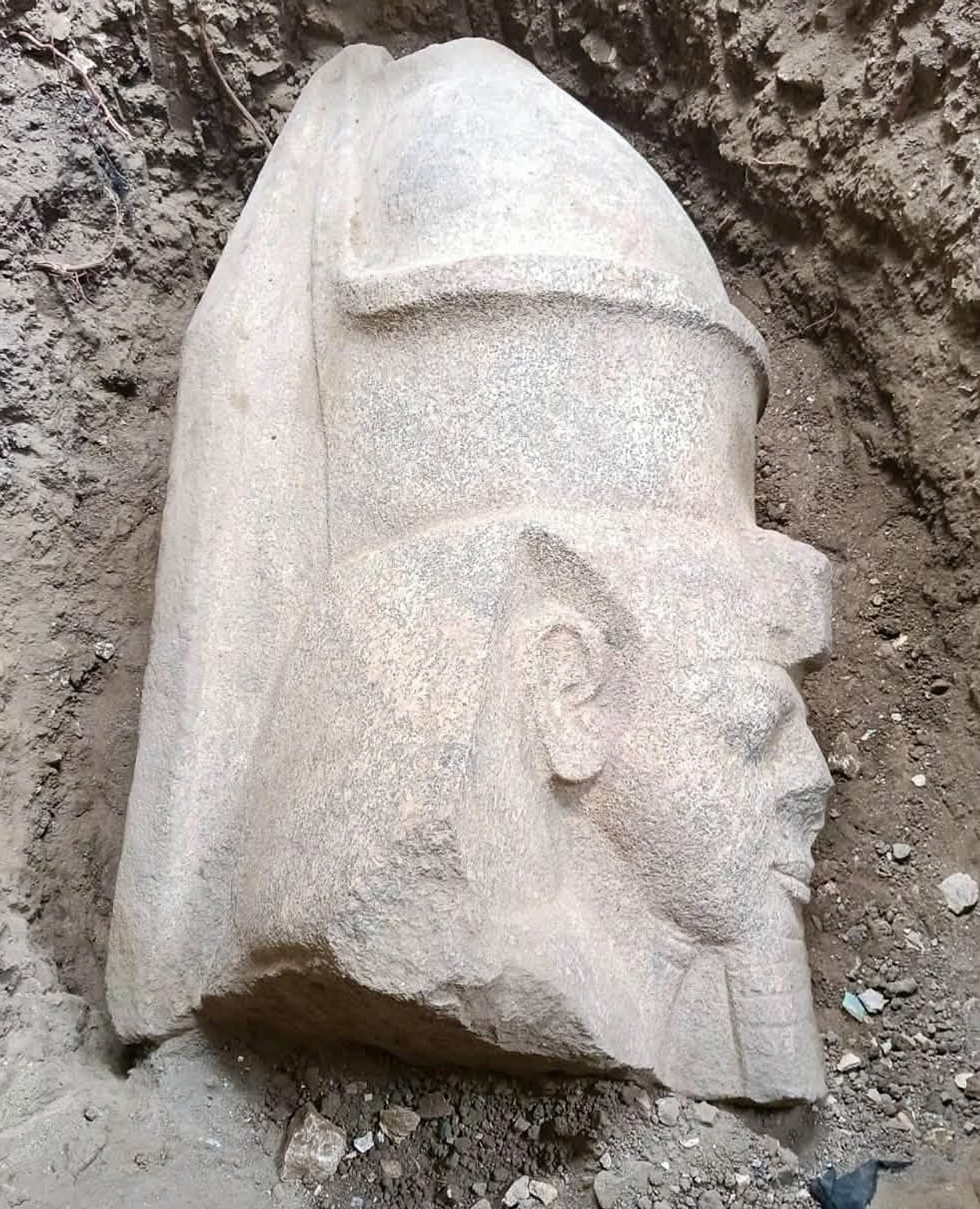 Another view of the head of Ramses II discovered at Behbeit el-Hagar in Egypt’s Nile Delta.