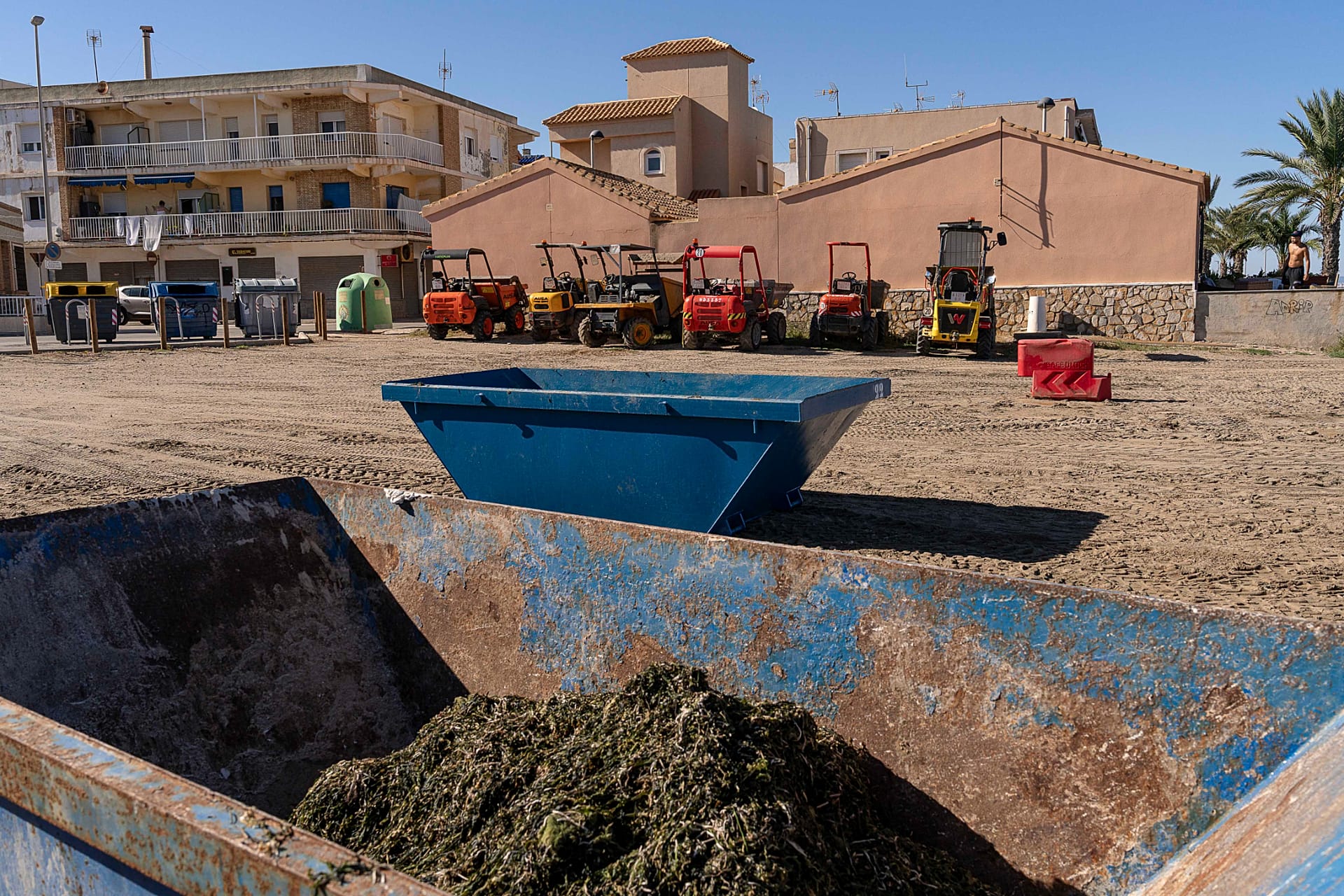 Mahalliy hokimiyat Mar Menor qirg‘oqlaridan suv o‘tlarini yig‘moqda.