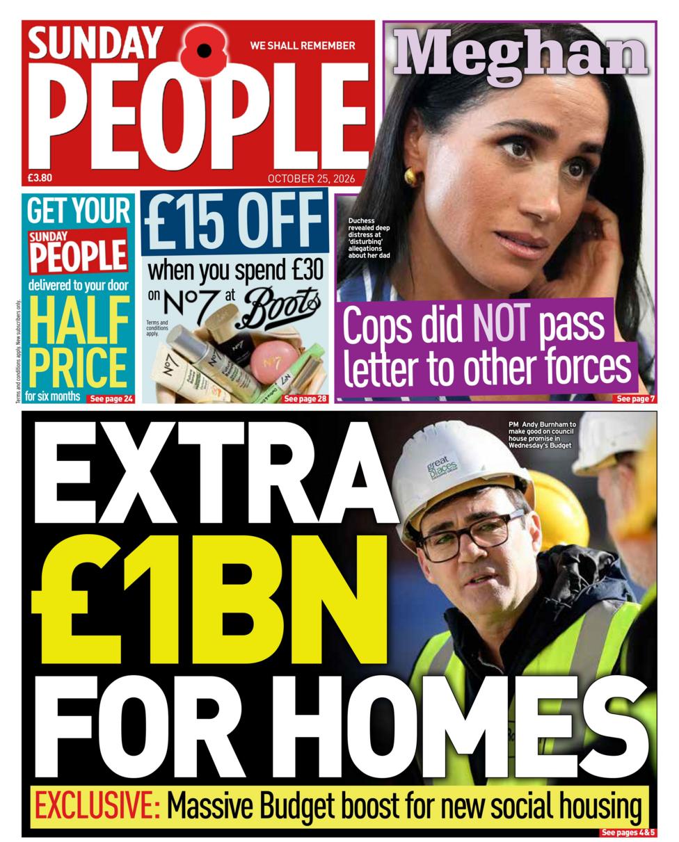 'Extra £1bn for homes: Massive Budget boost for new social housing,' reads the headline on the front page of the Sunday People.