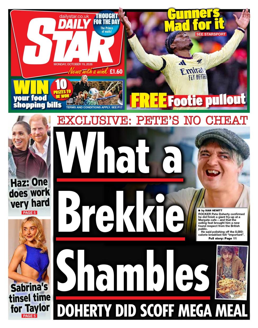"What a Breakkie Shambles," reads the headline on the front page of the Daily Star.