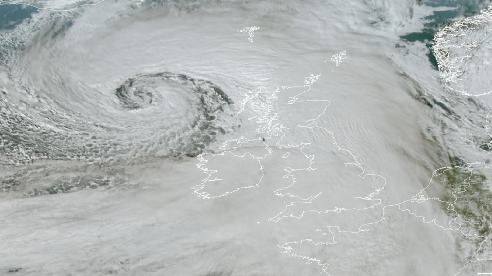 Satellite images show Storm Boelo approaching the UK on Saturday evening