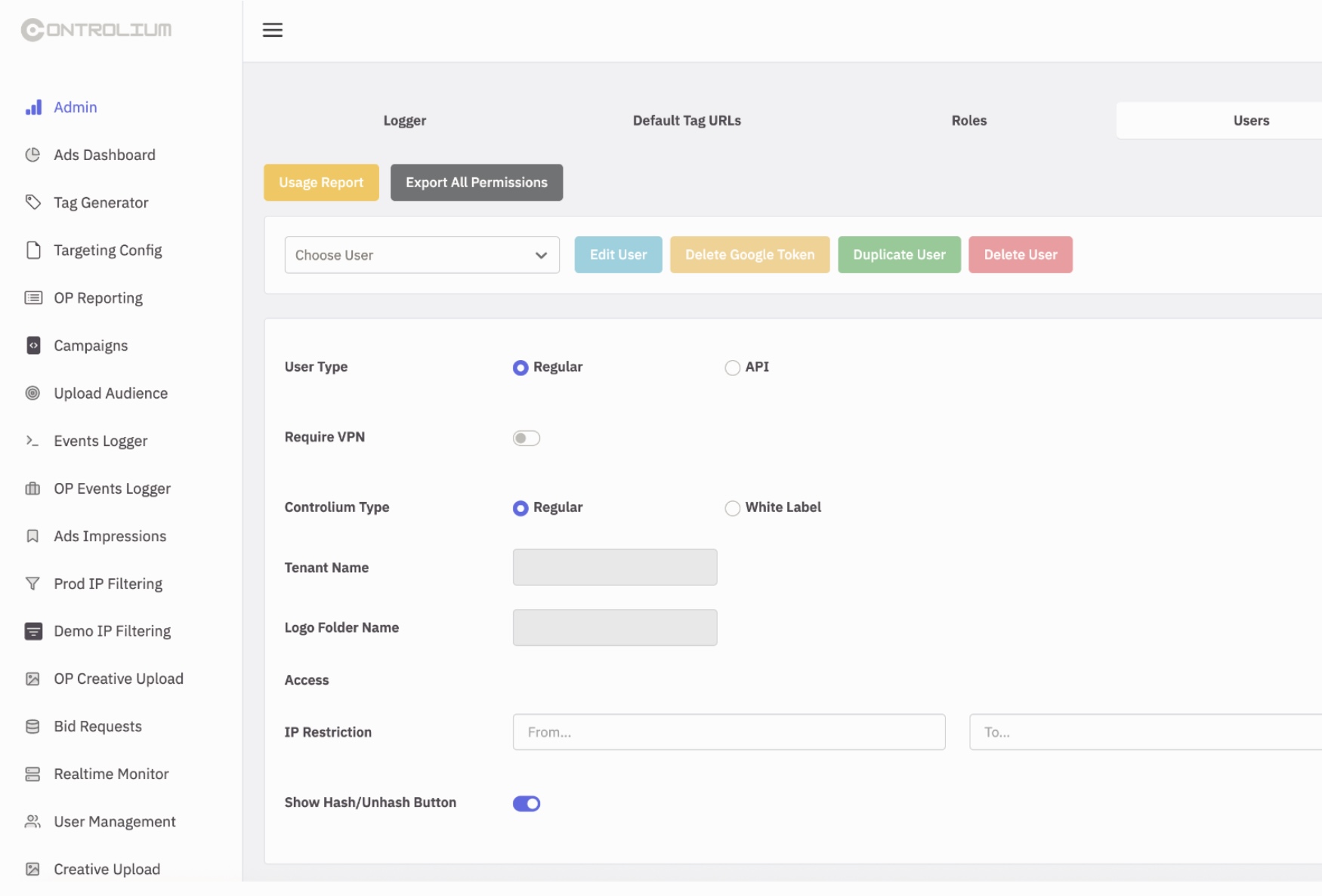 Controlium advertising/spyware control panel.