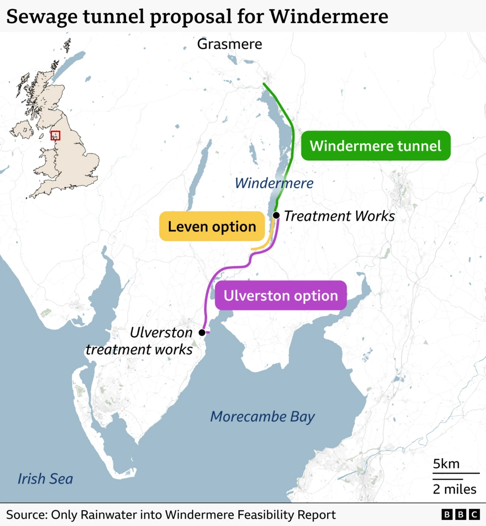 A graphic showing the proposed tunnel from Windermere