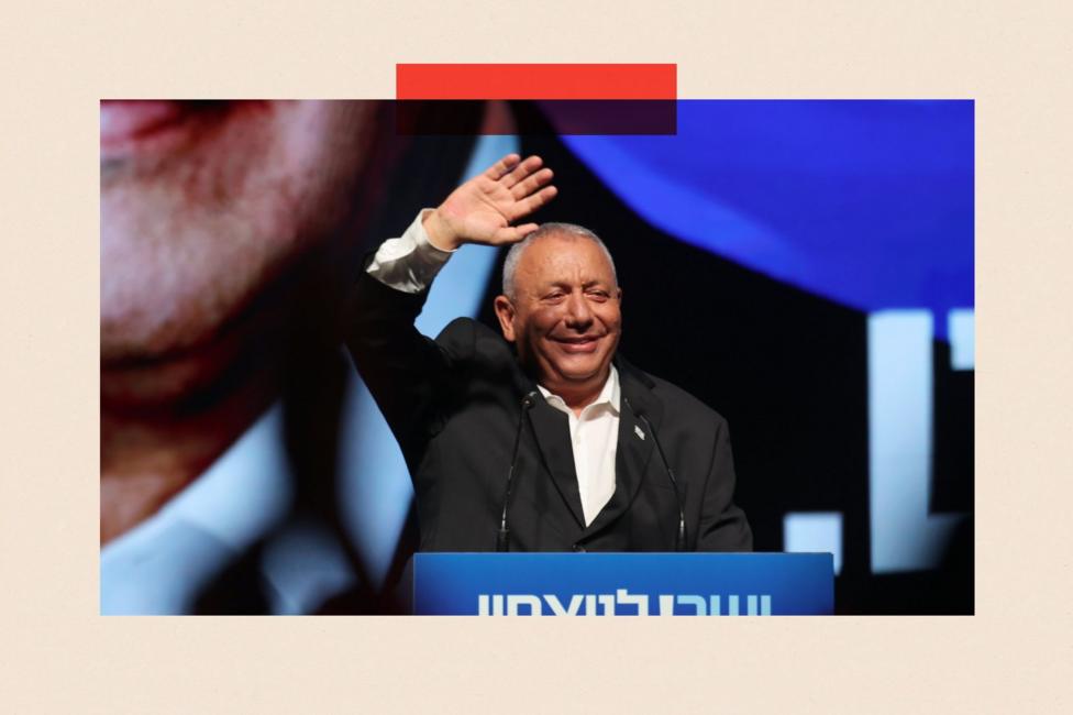 Leader of the Yashar party and former Israeli military chief, Gadi Eisenkot waves during the party's final countdown campaign rally in Tel Aviv, Israel, 25 October 2026. Israel will hold its national legislative election to choose the 120 members of the 26th Knesset on 27 October 2026. Yashar party final campaign rally in Tel Aviv ahead of Israel's legislative elections - 25 Oct 2026