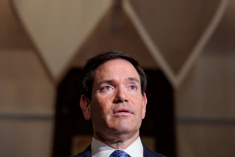 US Secretary of State Marco Rubio arrives at the Taj Mahal Palace Hotel in Mumbai on October 20. AFP