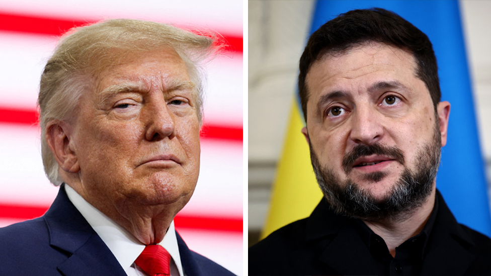 Композитное изображение Трампа и Зеленского