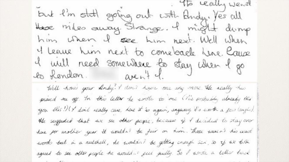 A composite image showing extracts of two letters. The first is written in a large, slightly messy hand. The second is written in a neat, joined up cursive.