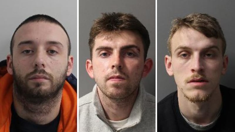 From left, Ryan Brough, Max Tyson and Harry Johnson were jailed for the series of raids in London. Photo: Metropolitan Police