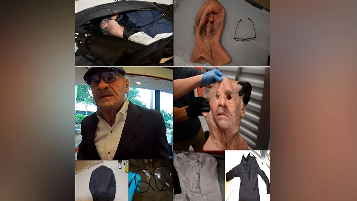 David Sartin Jr. robbed two banks while hiding his face under a realistic silicone mask of an old man with a gray beard. Photo © FBI / U.S. Department of Justice, case materials United States v. David Sartin Jr.