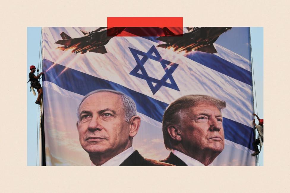 Likud Party election billboard featuring Israeli Prime Minister Benjamin Netanyahu (L) with US President Donald Trump and fighter jets, in Tel Aviv, Israel, 25 October 2026. Israel will hold its national legislative election to choose the 120 members of the 26th Knesset on 27 October 2026. Election billboards ahead of Israel's legislative elections, Tel Aviv - 25 Oct 2026