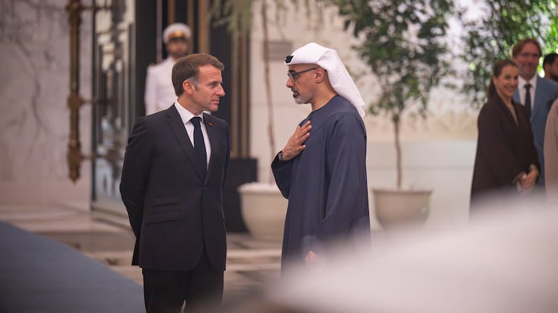 Sheikh Khaled and Mr Macron attend UAE-France Business Dialogue. Abu Dhabi Media Office