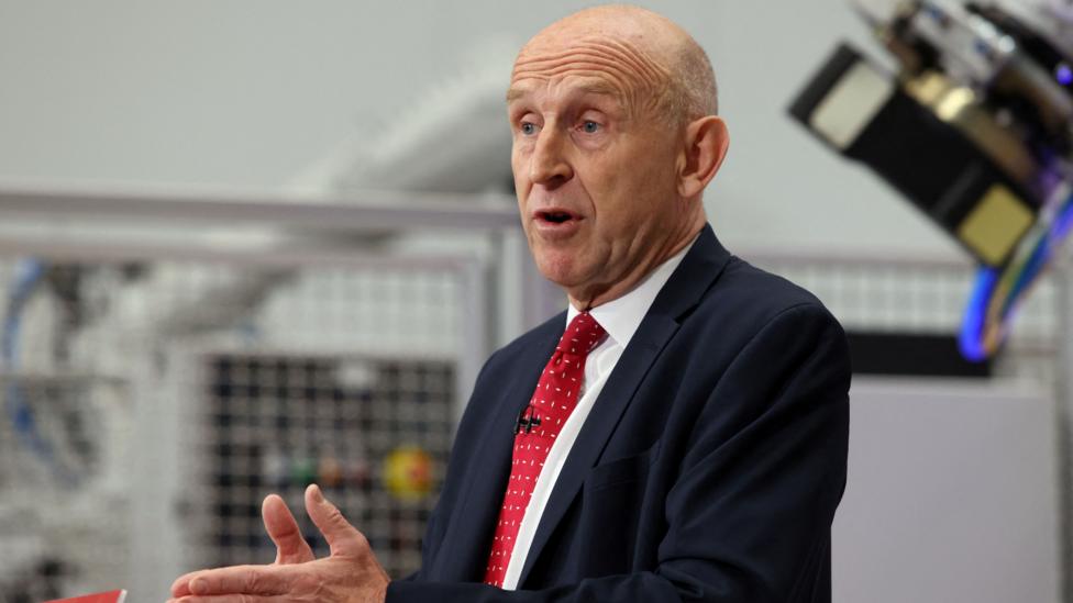 Chancellor of the Exchequer John Healey delivers a speech at the Manufacturing Technology Centre in Coventry, central England, on September 7, 2026. 