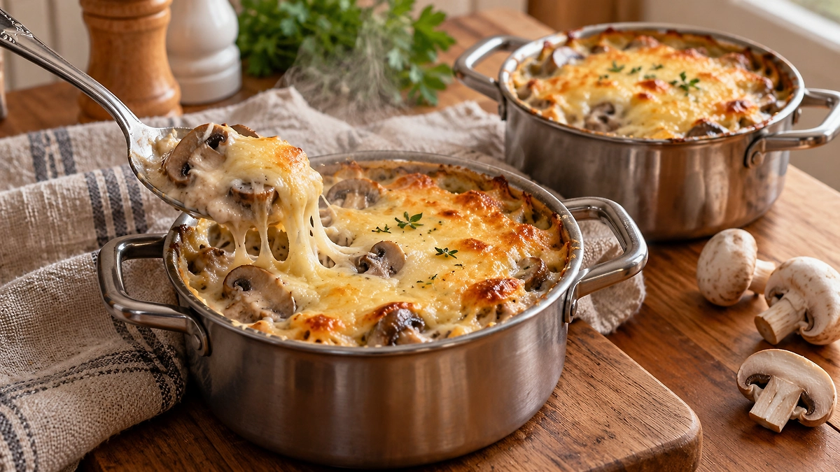 Mushroom julienne in cocottes under a cheese crust. Photo © AI illustration: created by the Life.ru editorial team using ChatGPT (OpenAI)