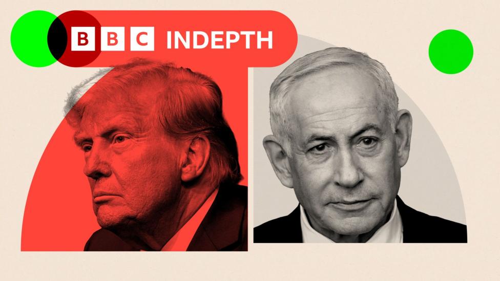 A split image showing Donald Trump and Benjamin Netanyahu