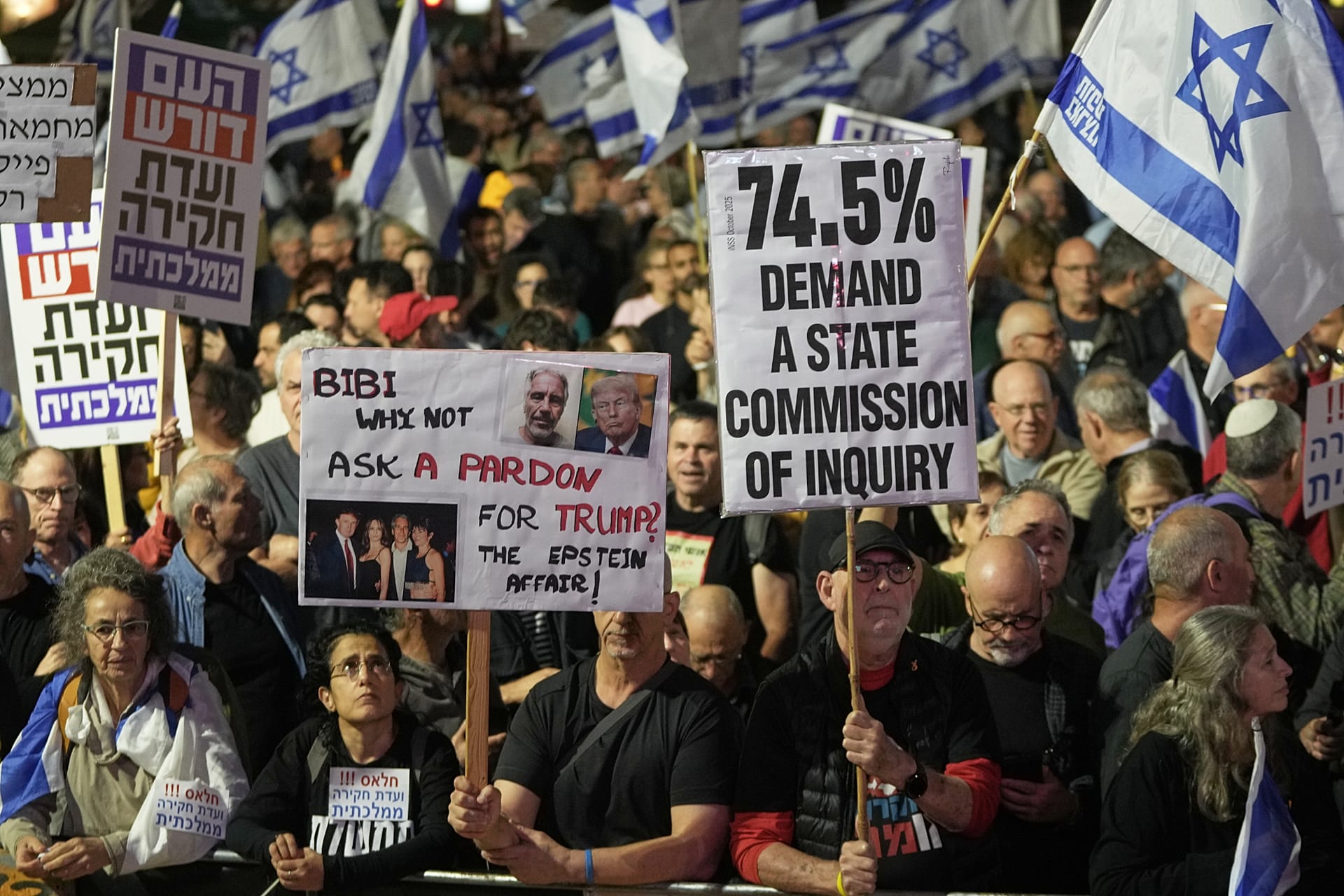 Prime Minister Benjamin Netanyahu's government faced criticism over his support for Donald Trump and failure to expedite an inquiry into the events of 7 October, 2023.