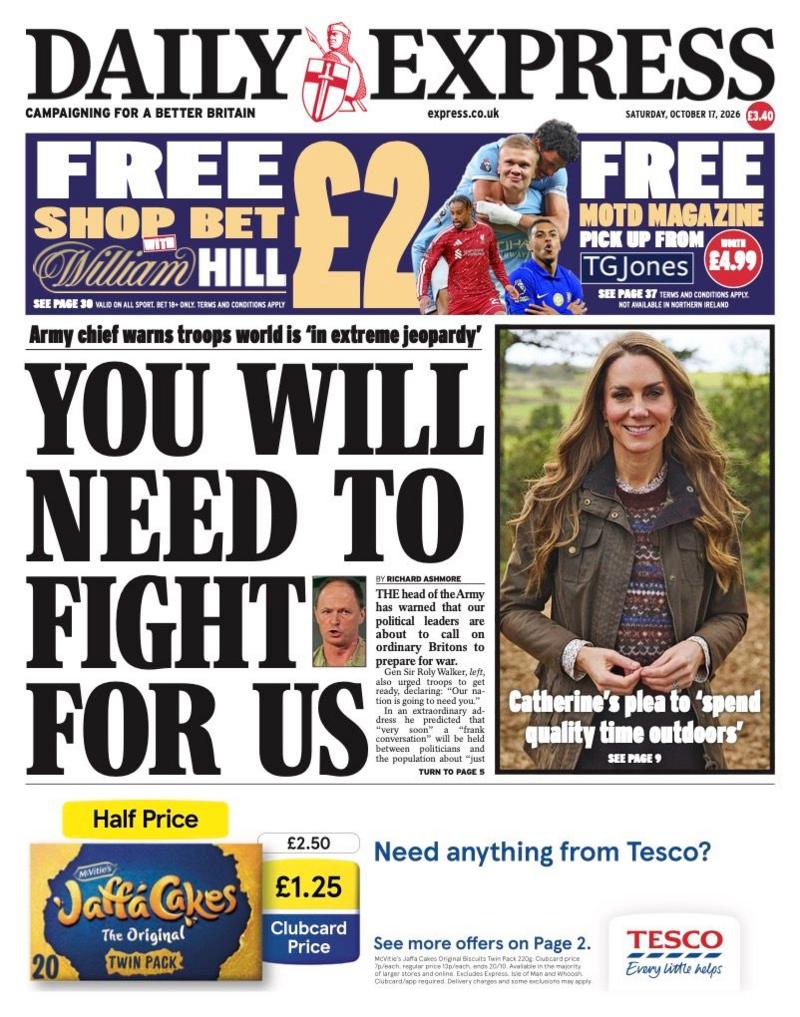 The headline on the front page of the Express reads: “You will need to fight for us”.