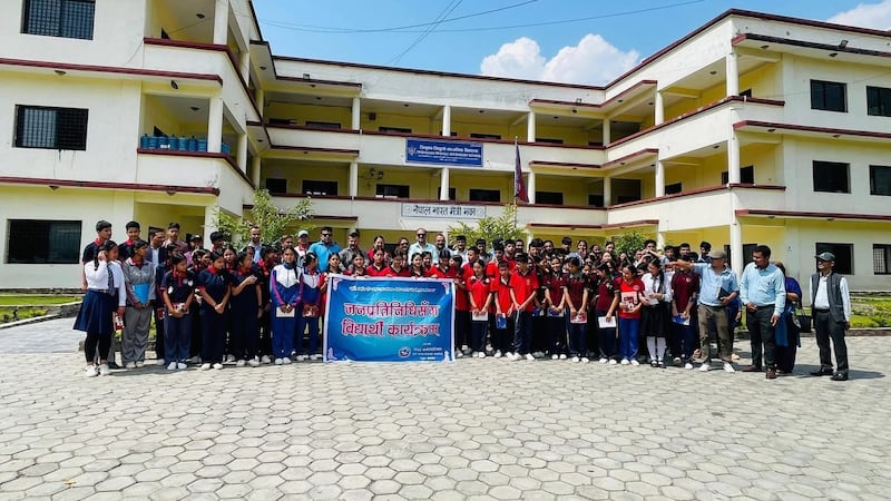 More than 1,600 pupils studied at Tribhuvan Trishuli secondary school in Nuwakot - this photo was taken before one of Nepal's worst floods. Photo: Rajendra Dawadi