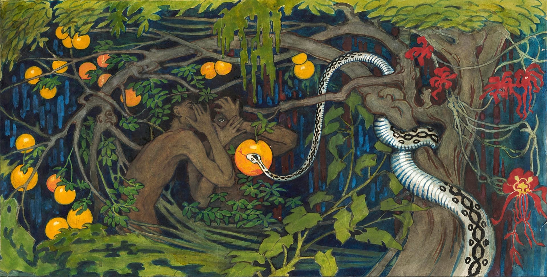 Tyra Kleen, Forbidden Fruit, 1909, qoğozda gauaj, Riddarhuset, Tyra Kleen kolleksiyasi.
