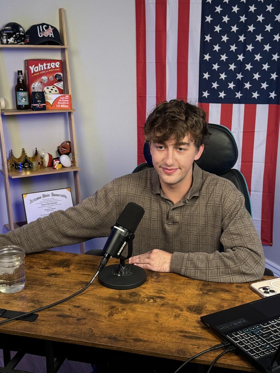 American content creator Carson Carpenter, known by the username @kingcarson05 on TikTok, during a live stream from his home in the suburbs of Phoenix, Arizona, on October 9, 2026