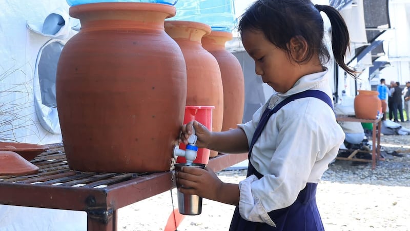 The temporary facilities were provided by private donors so school could resume. Photo: Rajendra Dawadi