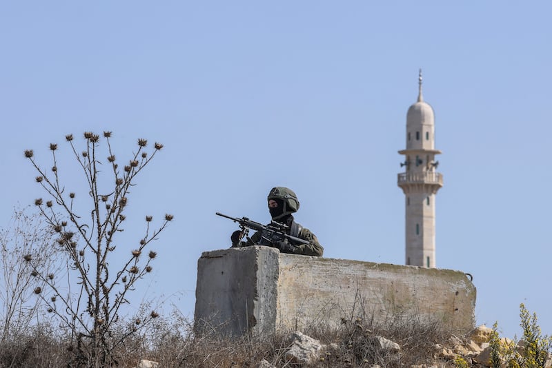 An Israeli soldier following a shooting in Hebron in the occupied West Bank. Reuters