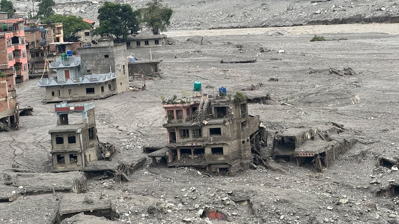The force of the flash floods swept away the school buildings and surrounding homes. Photo: Rajendra Dawadi