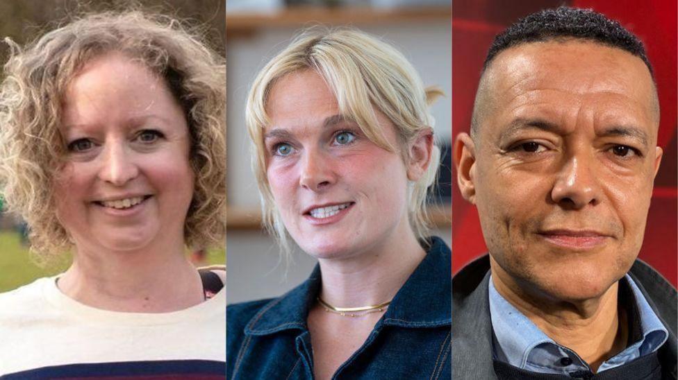 Chapda Kate Nevens, markazda Lara Bird va o‘ngda Clive Lewis turgan umumiy rasm.